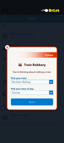 how to rob a train in bitlife