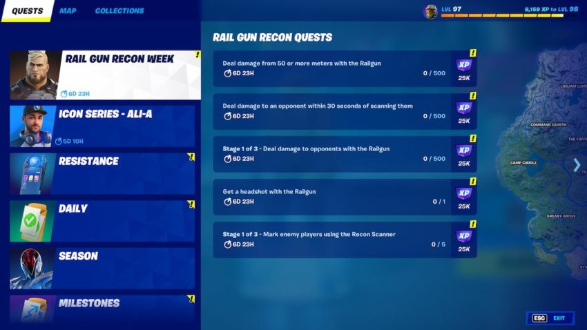 List of Fortnite quests, description of Recon Scanner quests provided in paragraphs below